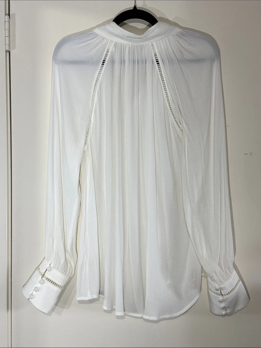 Free People feminine White Tie-Neck Long Sleeve Blouse Lightweight